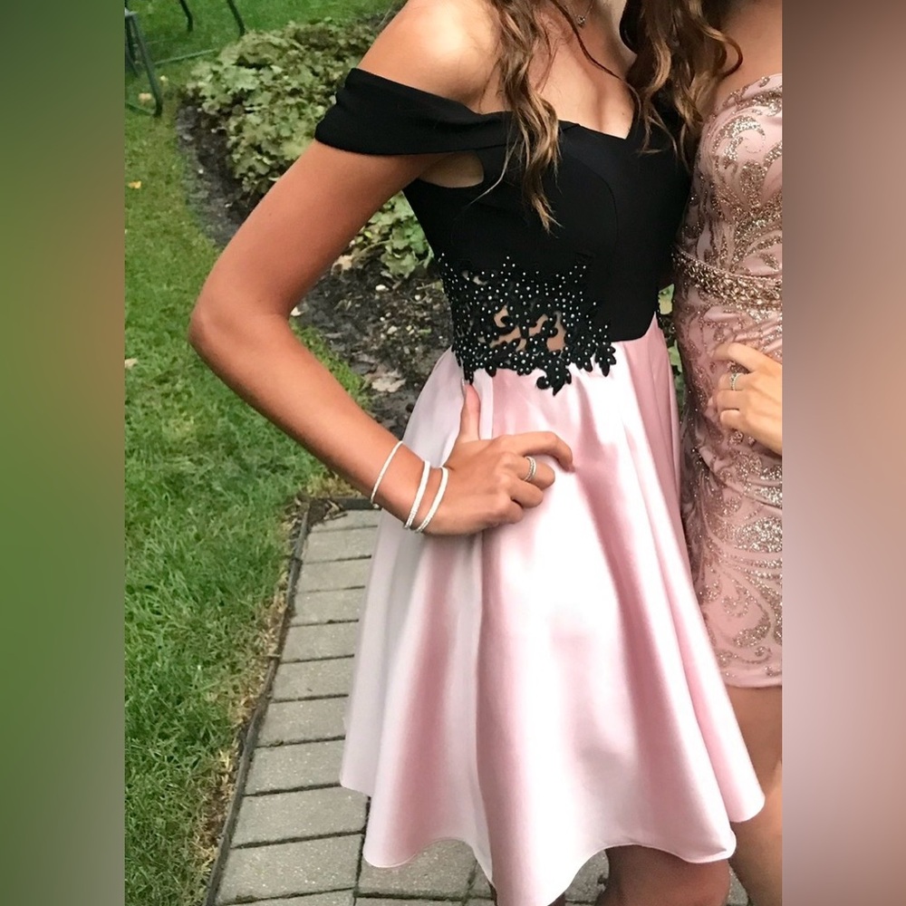 Elegant Pink and Black Dress